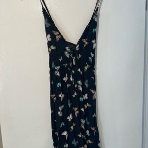 Black Butterfly Print Spaghetti Strap Dress